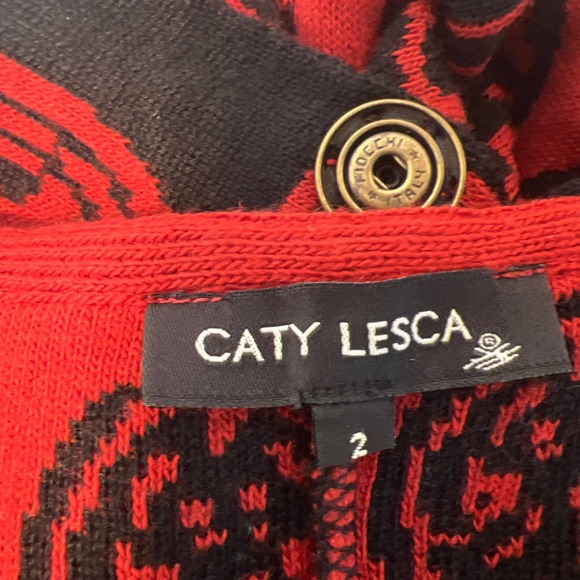 CATY LESCA LONG VEST RED SIZE 2 - Picture 7 of 10